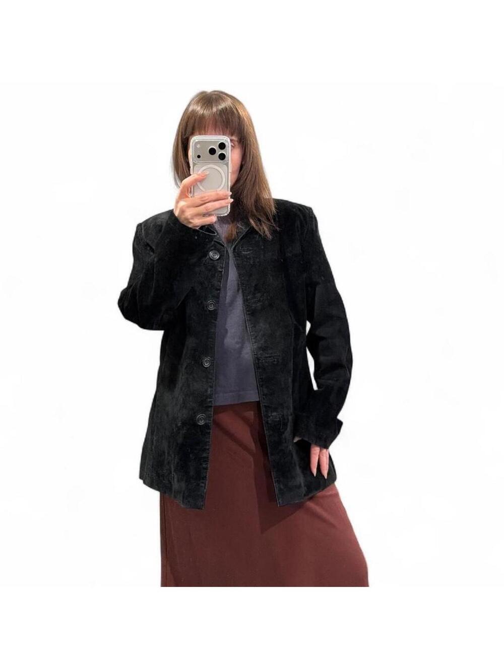 Vintage Black Suede Leather Jacket